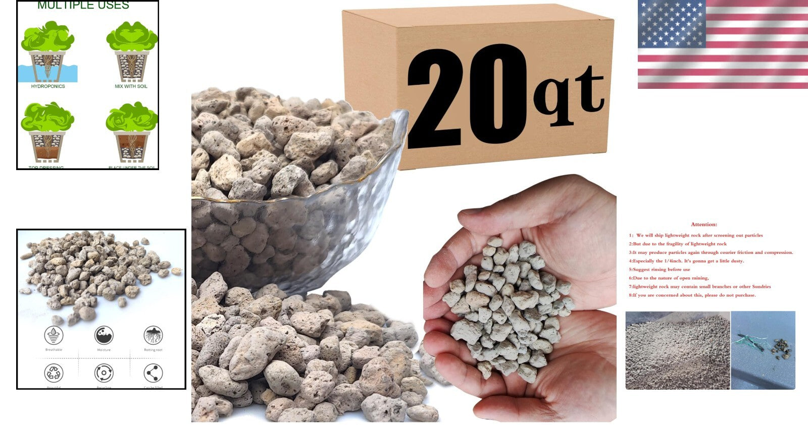 20QT Premium Horticultural Pumice for Succulents & Cactus - Natural Drainage