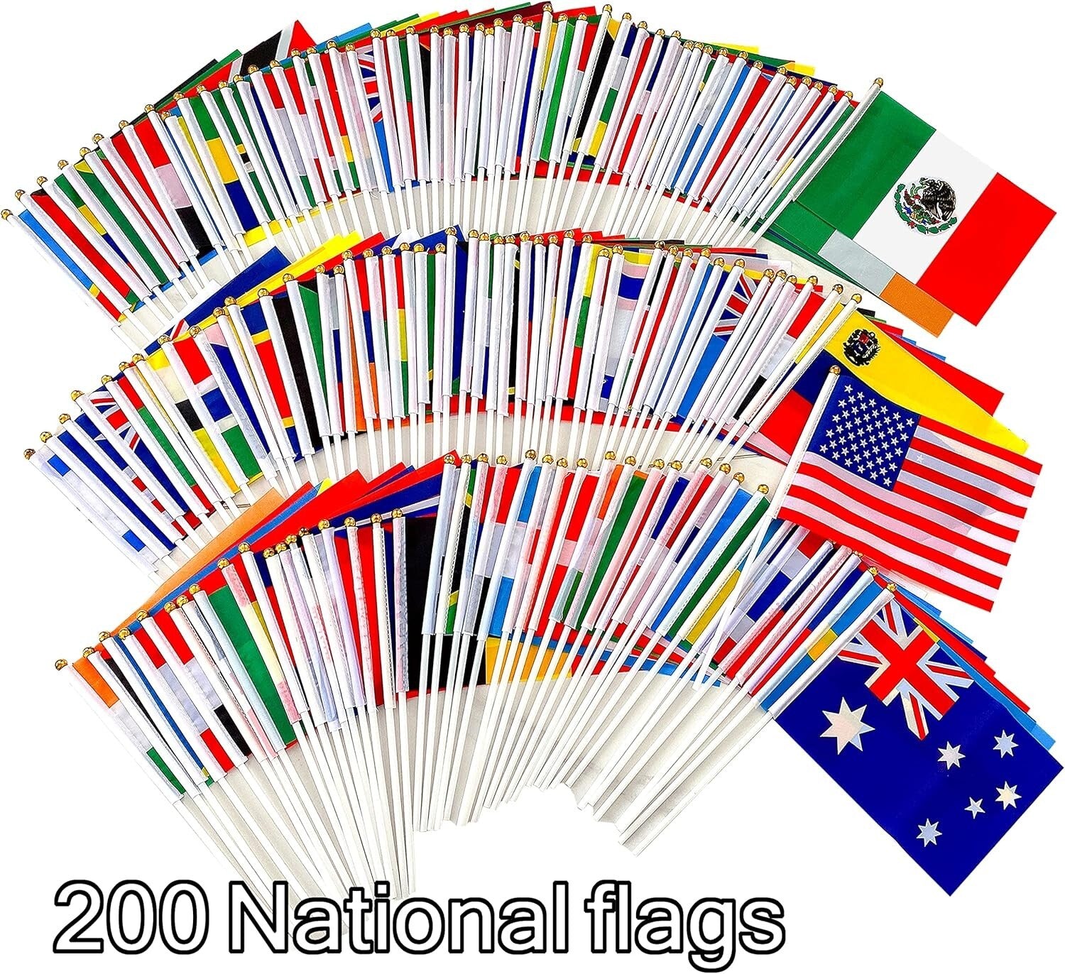 Durable Weather-Resistant 200 Country Flags on Sticks - Perfect for Celebrations