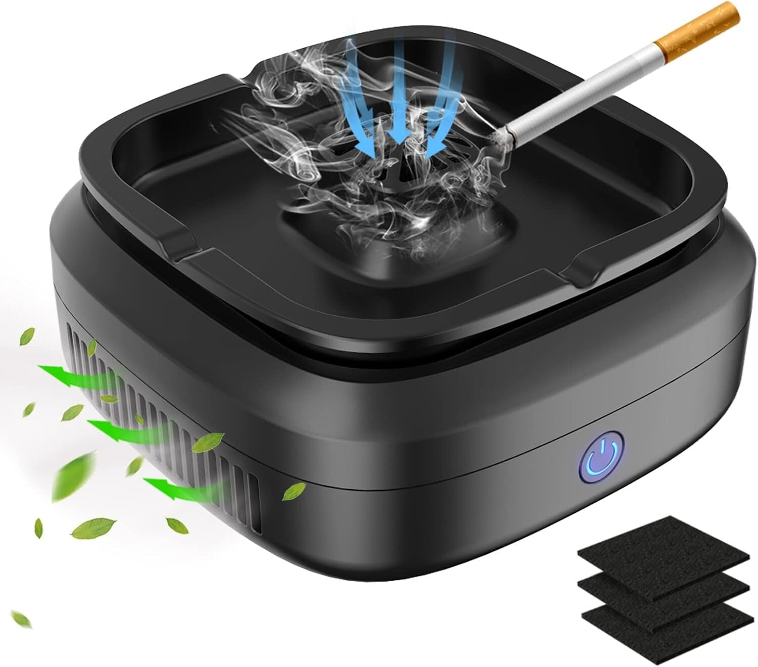 Classic Design Smokeless Ashtray with Advanced Smoke Filtration & USB Charging