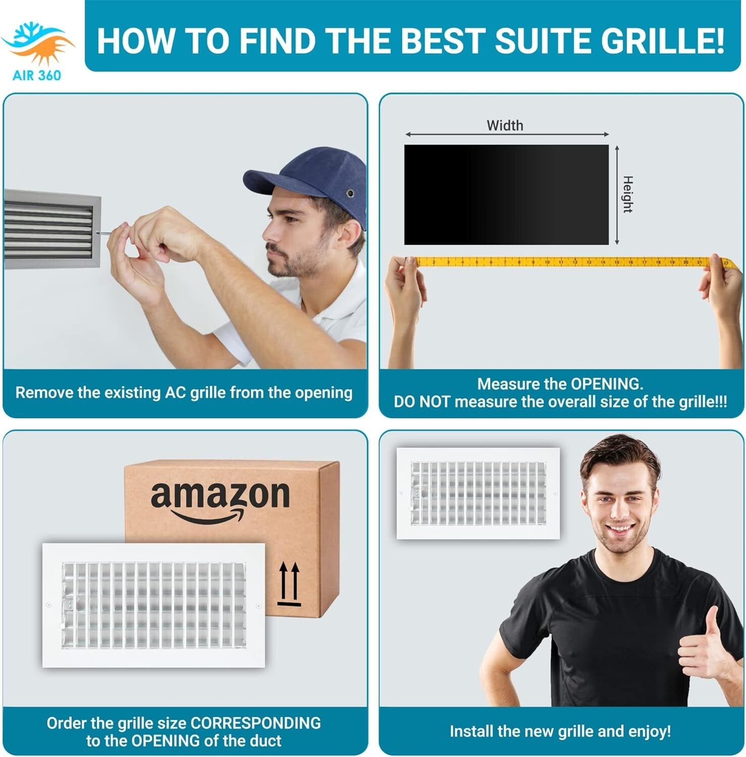 Durable Aluminum Air Vent Deflector with Adjustable Blades - 13-5/8" Overall