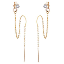 Load image into Gallery viewer, Elegant Cubic Zirconia Double Piercing Earrings - Sterling Silver or Gold Filled