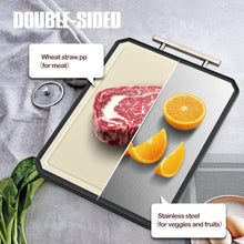 Load image into Gallery viewer, Versatile Double-Sided Kitchen Cutting Board with Stainless Steel Handle - 16x11