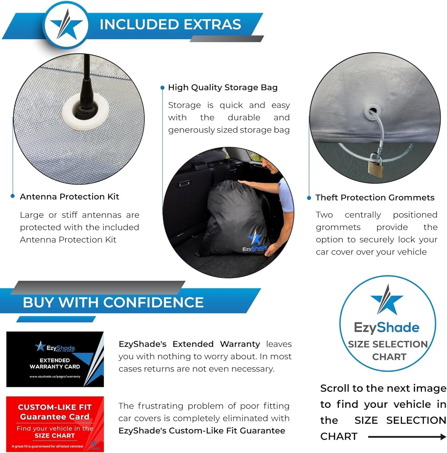 Durable 10-Layer w/ Zipper Access Car Cover - Waterproof for All Conditions