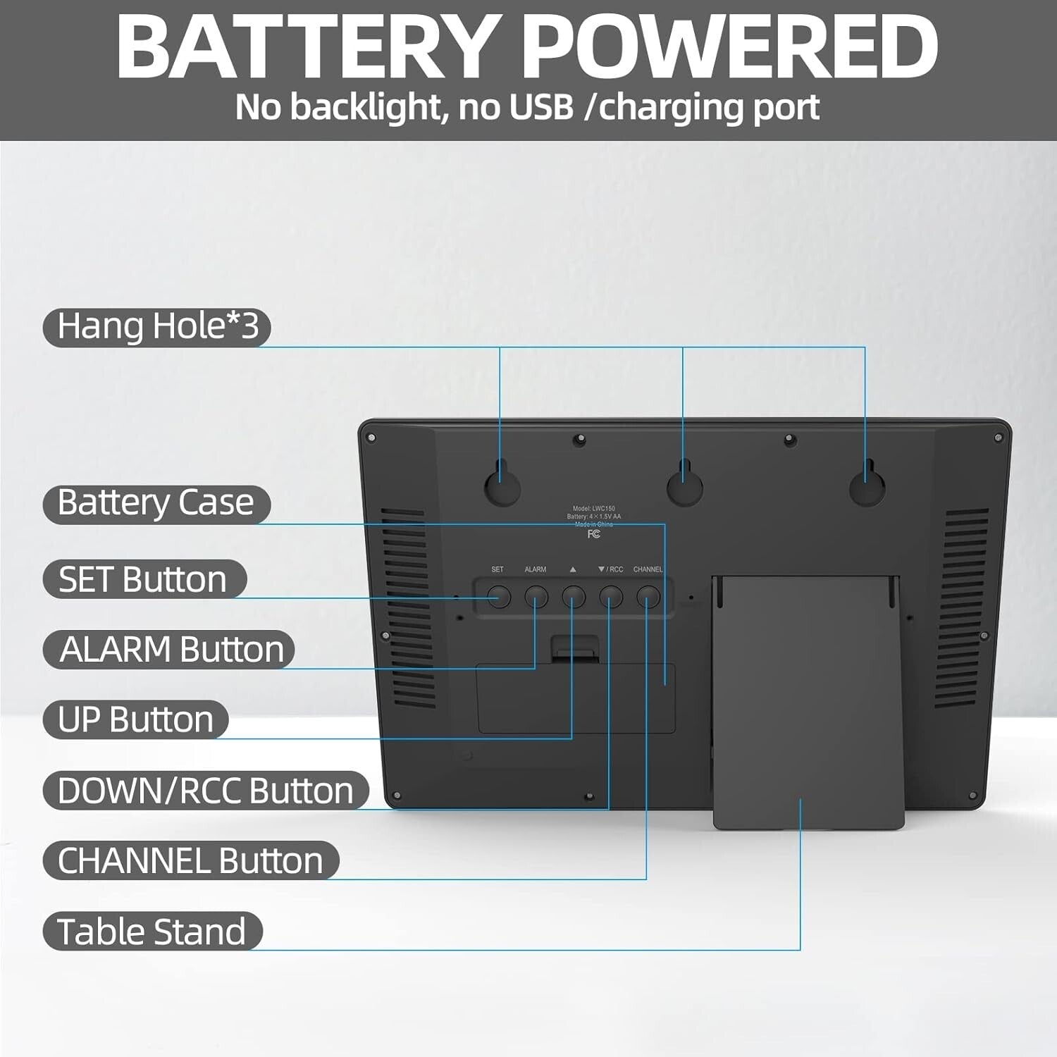 Elegant Digital Clock with Temperature & Humidity Display - Perfect for Any Room