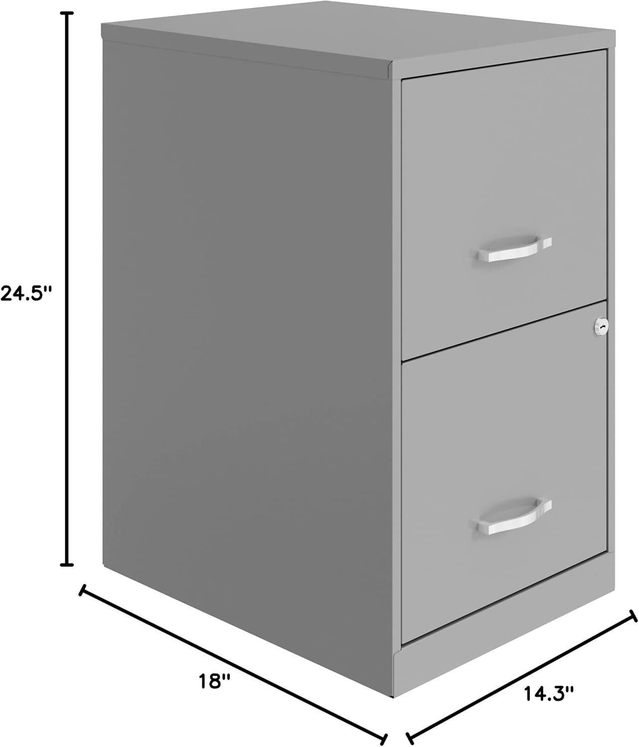 Durable 2-Drawer Silver File Cabinet - Secure Storage for Letter-Size Files