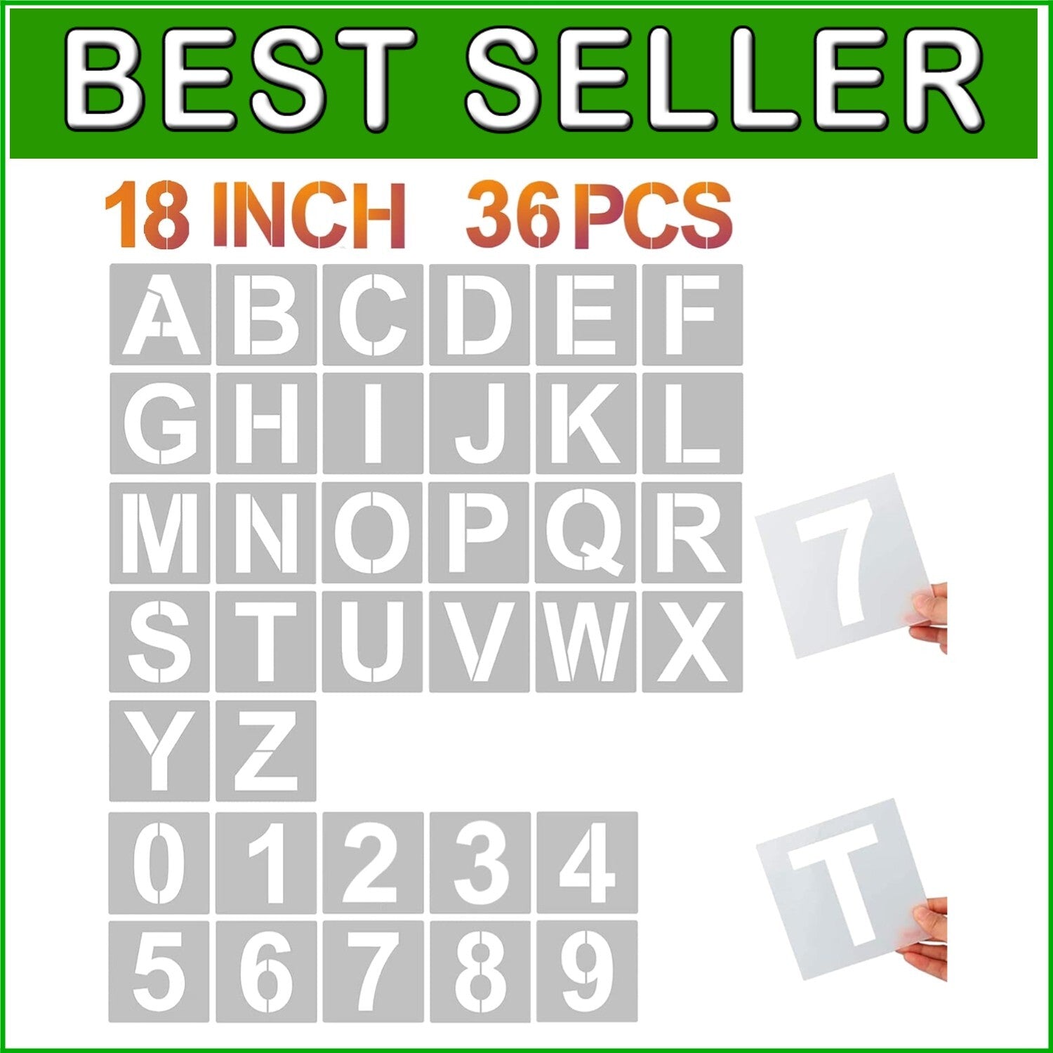 Classic 18-Inch Stencil Set - 36 Reusable Plastic Templates for DIY Projects