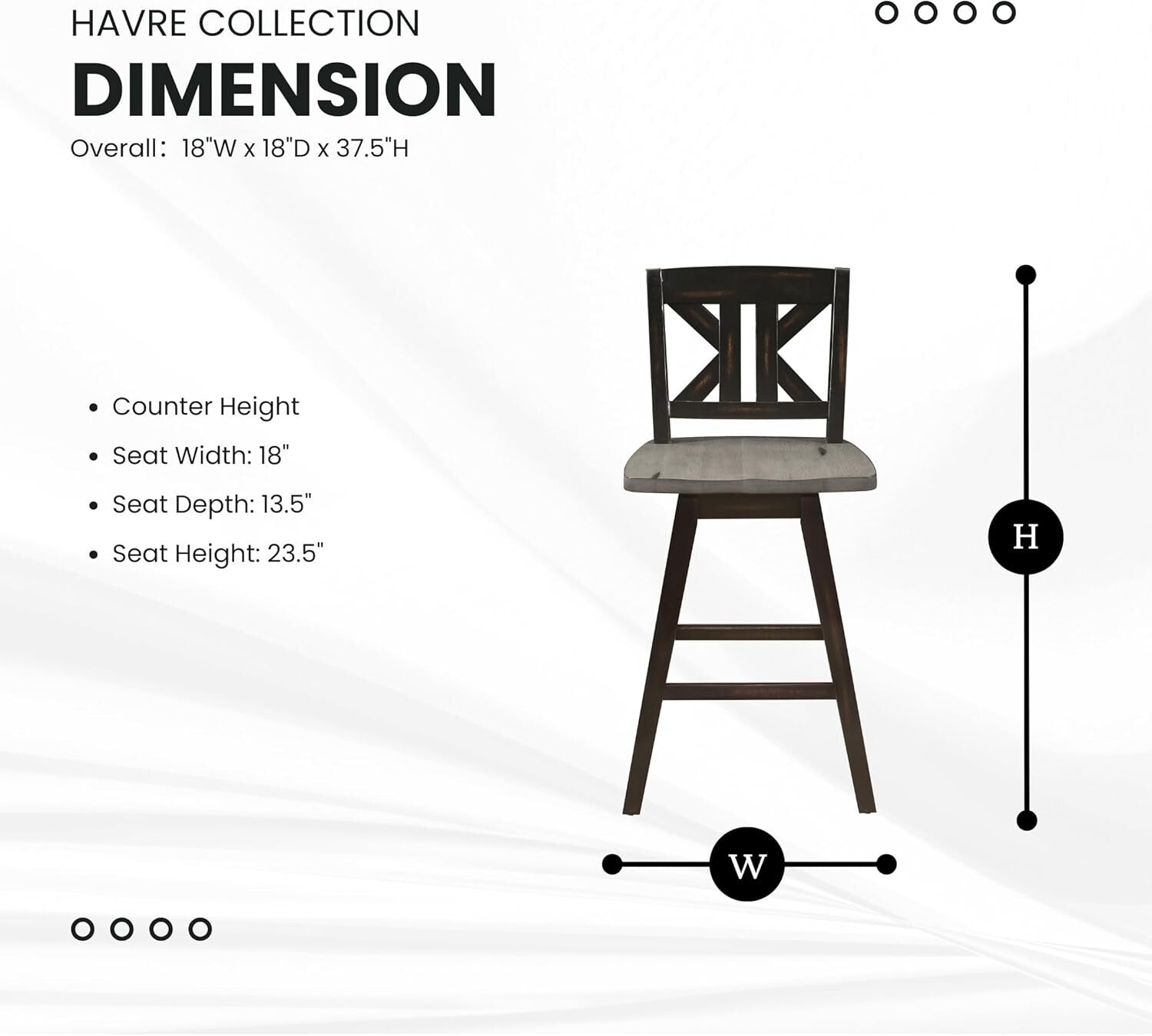 Elegant Black X-Back Swivel Bar Stools - Counter Height Set of 2 for Kitchen