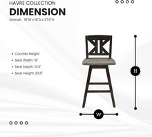 Load image into Gallery viewer, Elegant Black X-Back Swivel Bar Stools - Counter Height Set of 2 for Kitchen