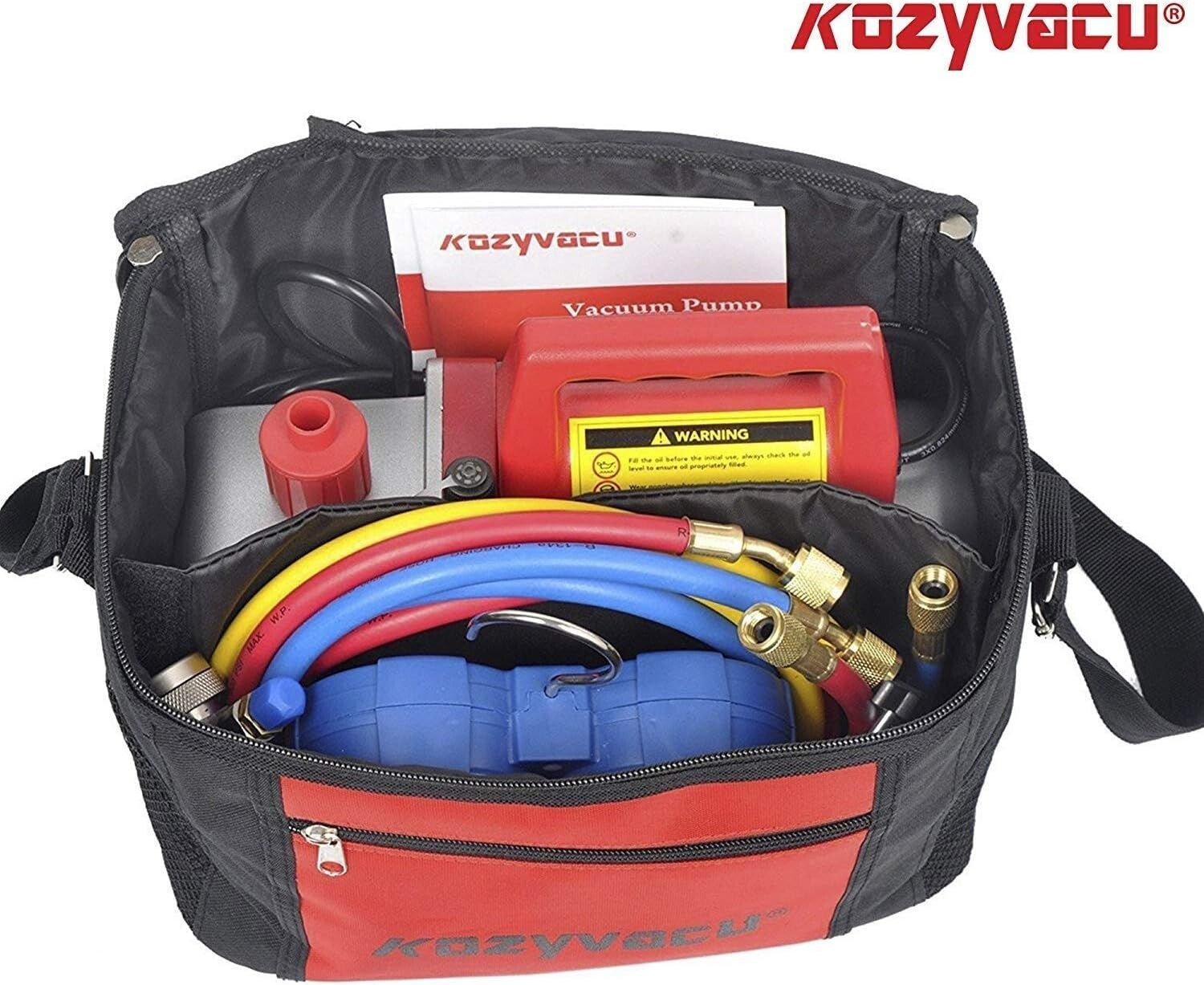 All-In-One Auto AC Repair Toolkit: Vacuum Pump, Hoses & Manifold Gauge Included