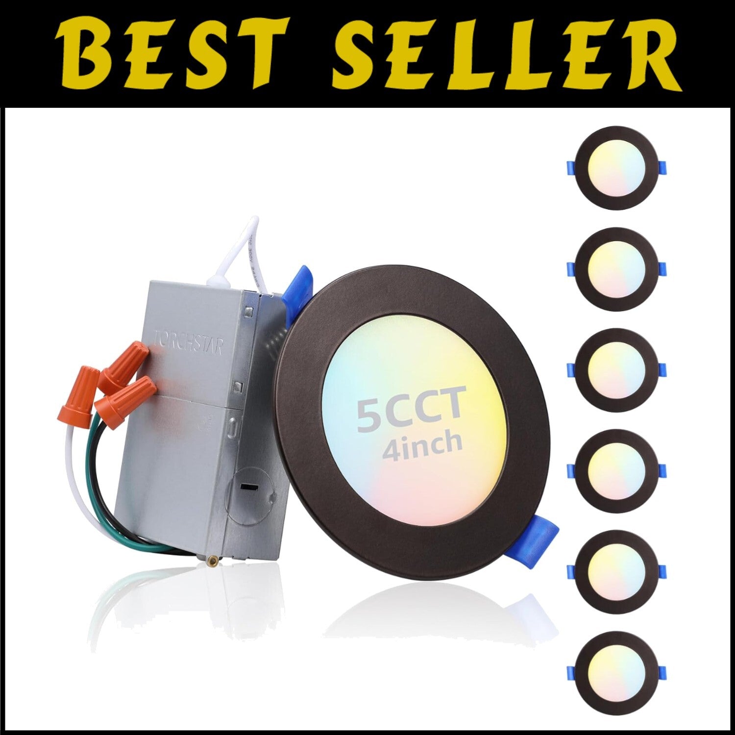 Customizable Ultra-Thin Recessed Downlights with 5 CCT - Easy Install, Pack of 6