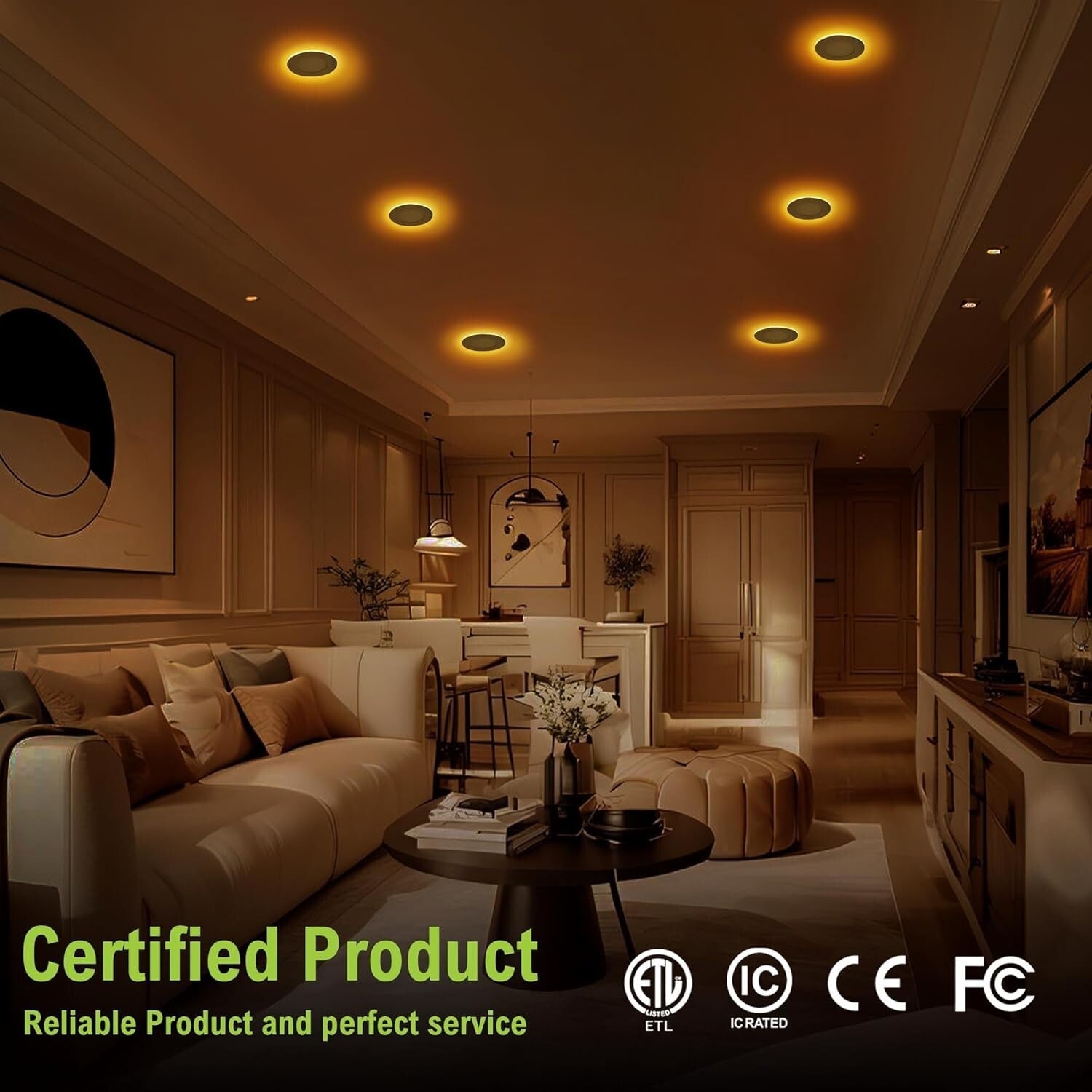 12-Pack 4 Inch Dimmable LED Recessed Lighting - 5 Color Options, ETL Approved