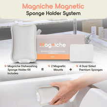 Load image into Gallery viewer, 3-in-1 Magnetic Sponge Holder &amp; Dual-Sided Dish Sponges - Kitchen Cleaner Set