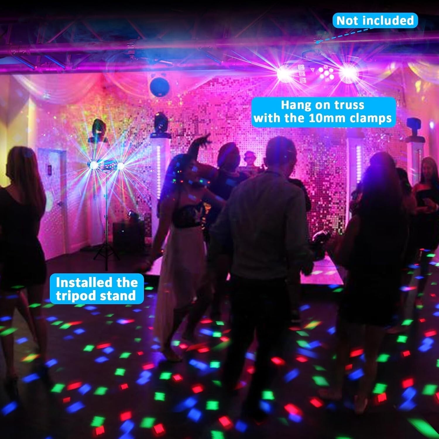 5-in-1 DJ Lights with Sound Activation & Tripod Stand for Ultimate Parties