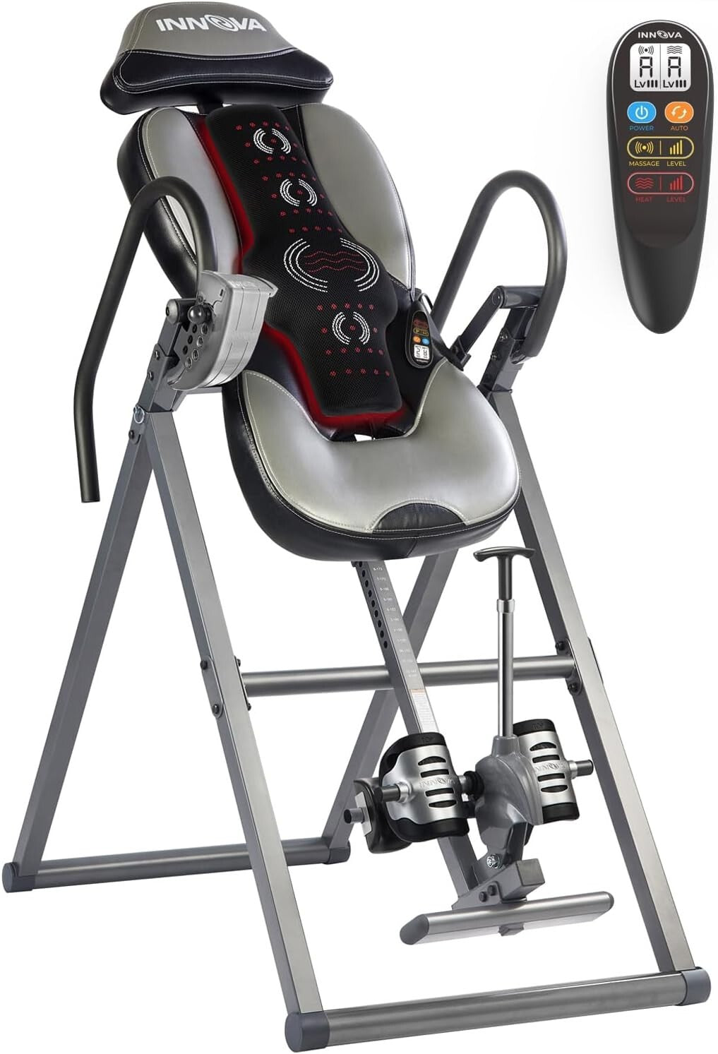 Advanced Inversion Table with Heat & Massage for Back Pain Relief - Gray/Black