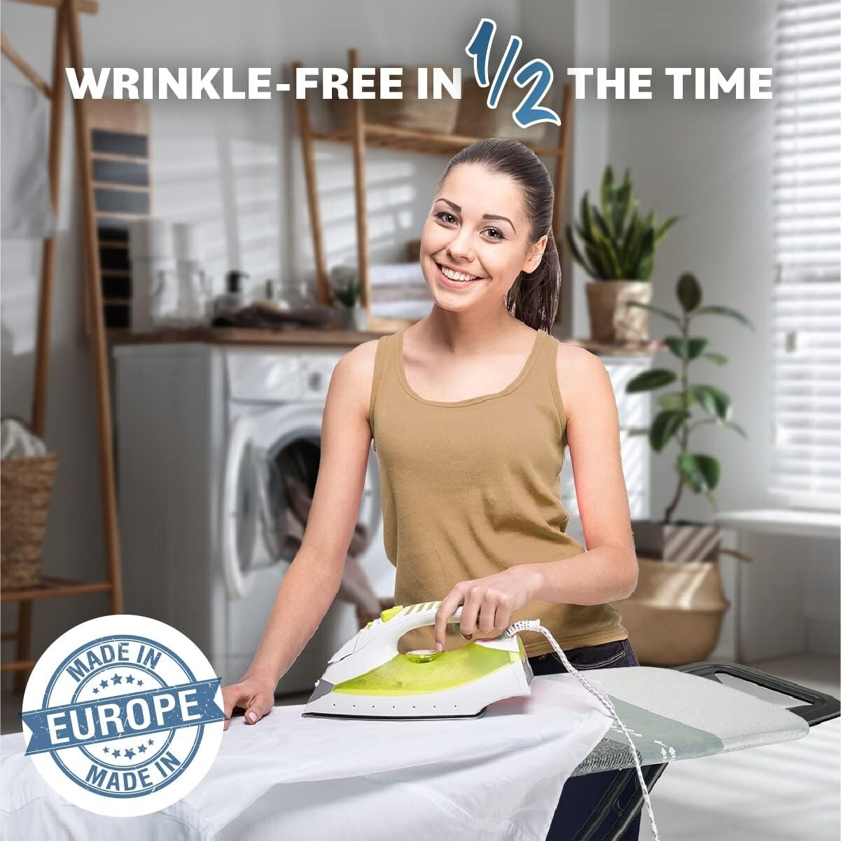 Elegant Ironing Board with Heavy-Duty Legs & Patented Features for Quick Ironing