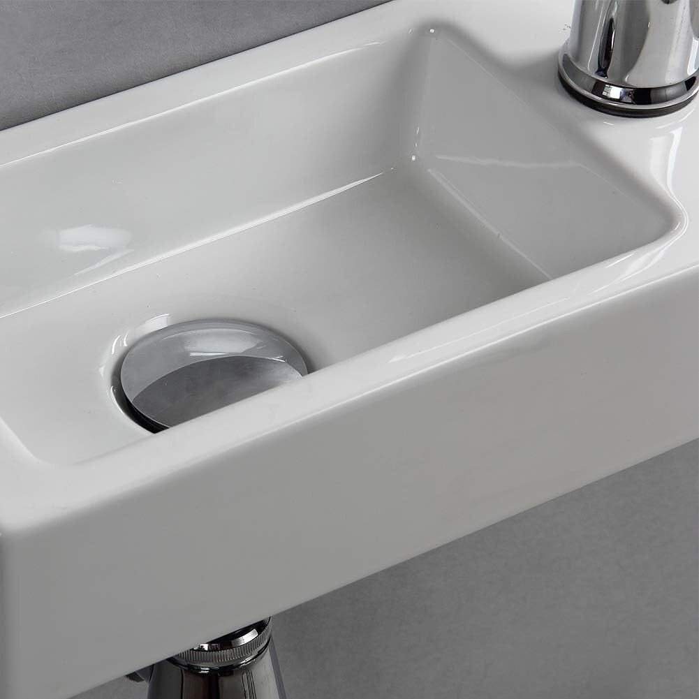 Small Wall-Mounted Ceramic Sink with Polished Finish - Elegant & Space-Saving