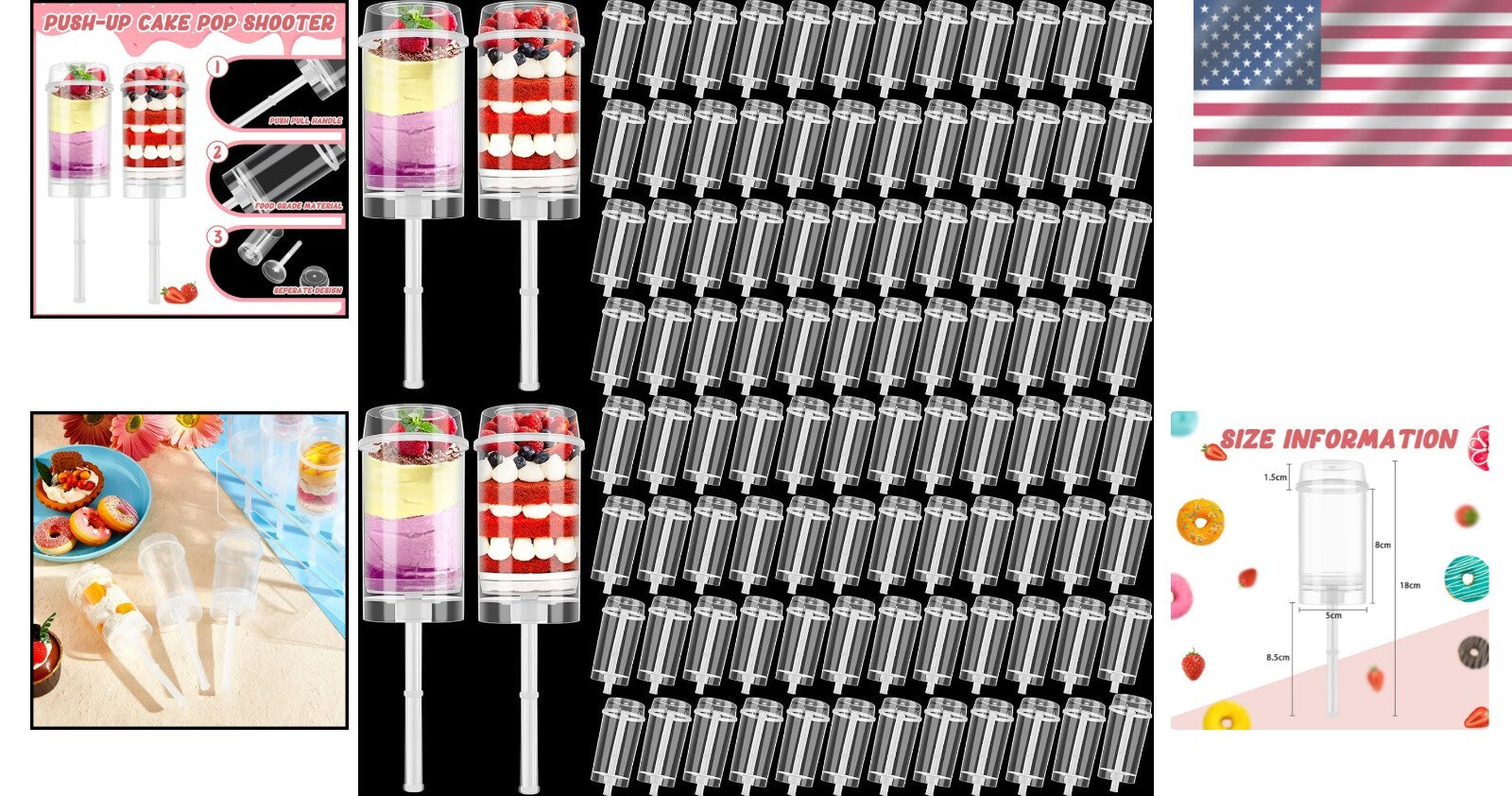 Elegant Push Pop Containers: 200-Pc Clear Dessert Shooter Kit for Parties