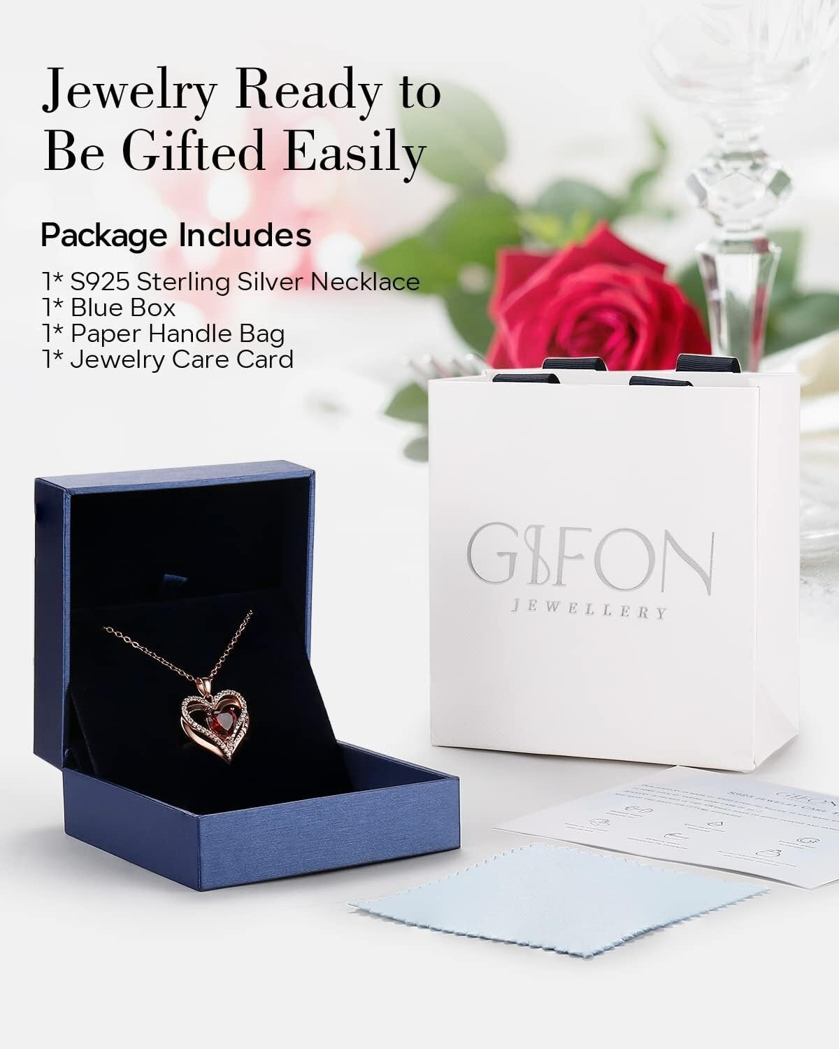 Elegant Rose Gold S925 Sterling Silver Heart Necklace for Women – Gift-Ready