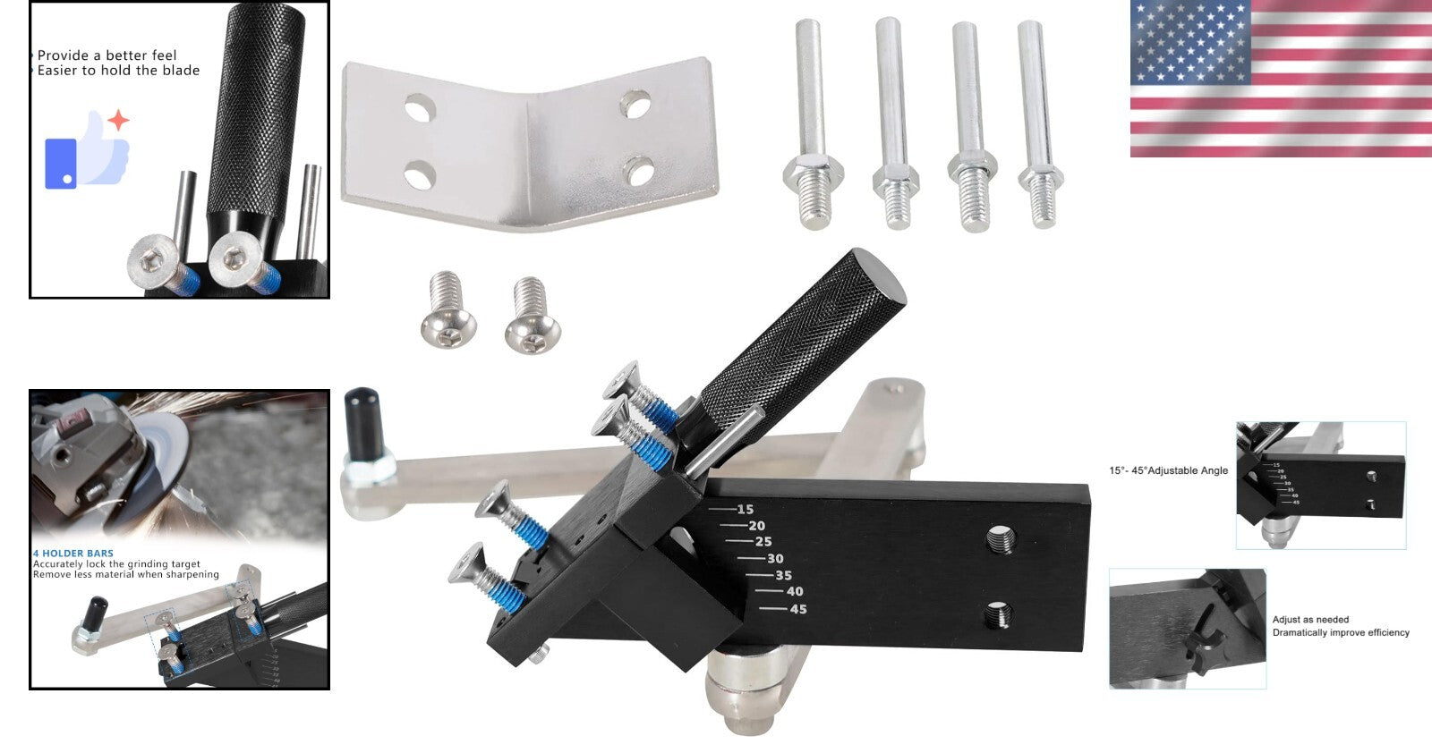 Adjustable 15°-45° Lawn Mower Blade Sharpener - Ergonomic Tool for Professionals