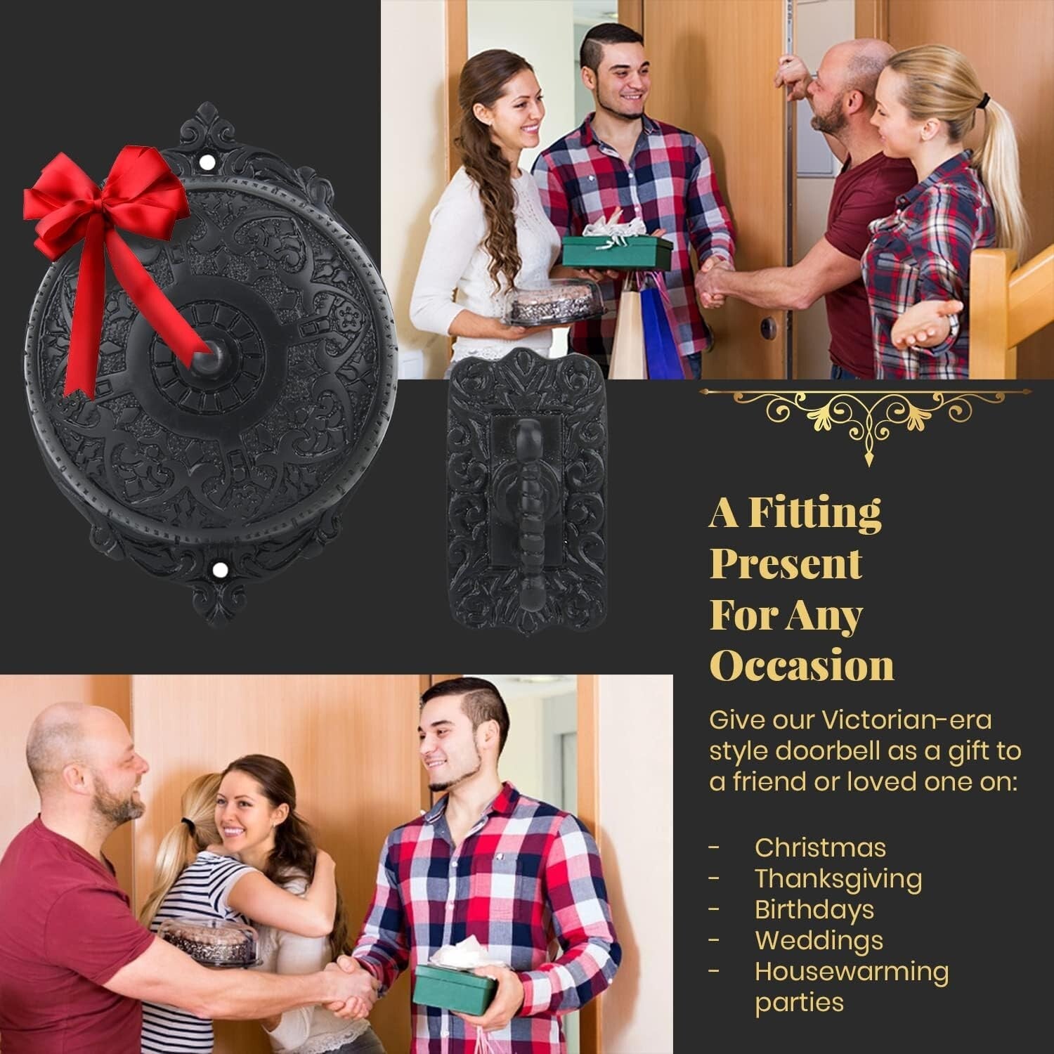 Durable Wireless Antique Doorbell with Classic Chime Sound - Effortless Charm