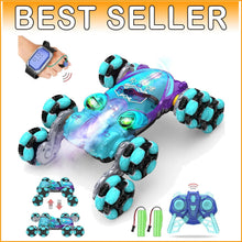 Load image into Gallery viewer, Remote Control 8-Wheel Stunt Car with Gesture Control &amp; Lights for Kids