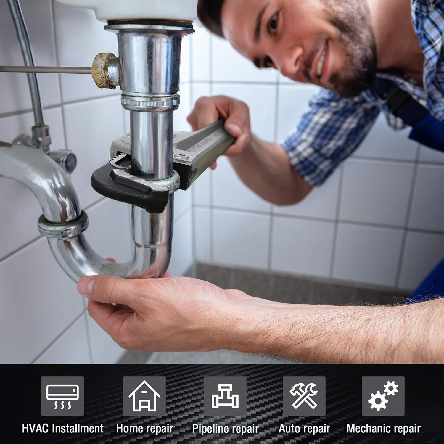 Professional 3-Piece Aluminum Pipe Wrench Set - Durable & Lightweight