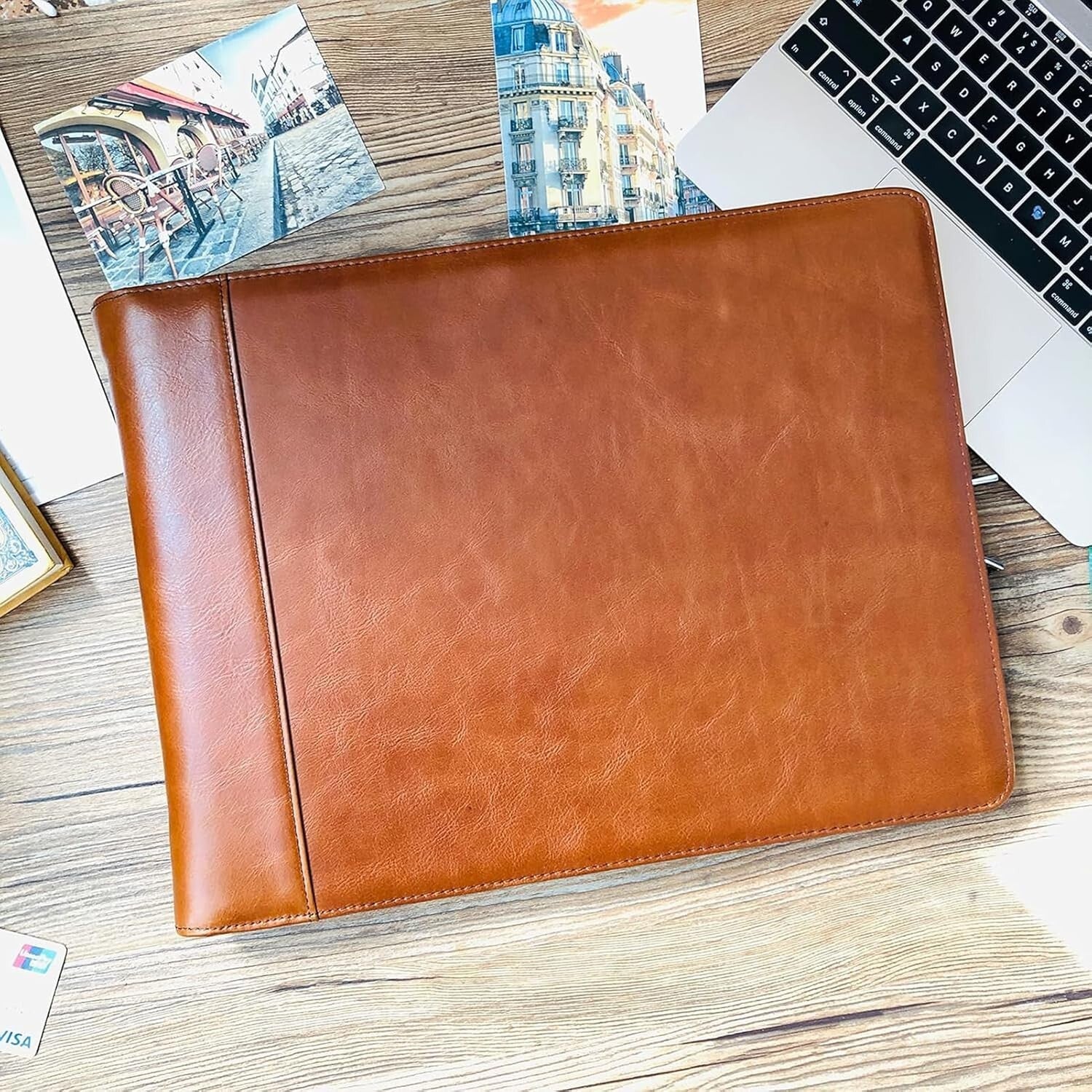 Personalized Leather Check Binder Portfolio - Holds 600 Checks, 9x13 Sheets