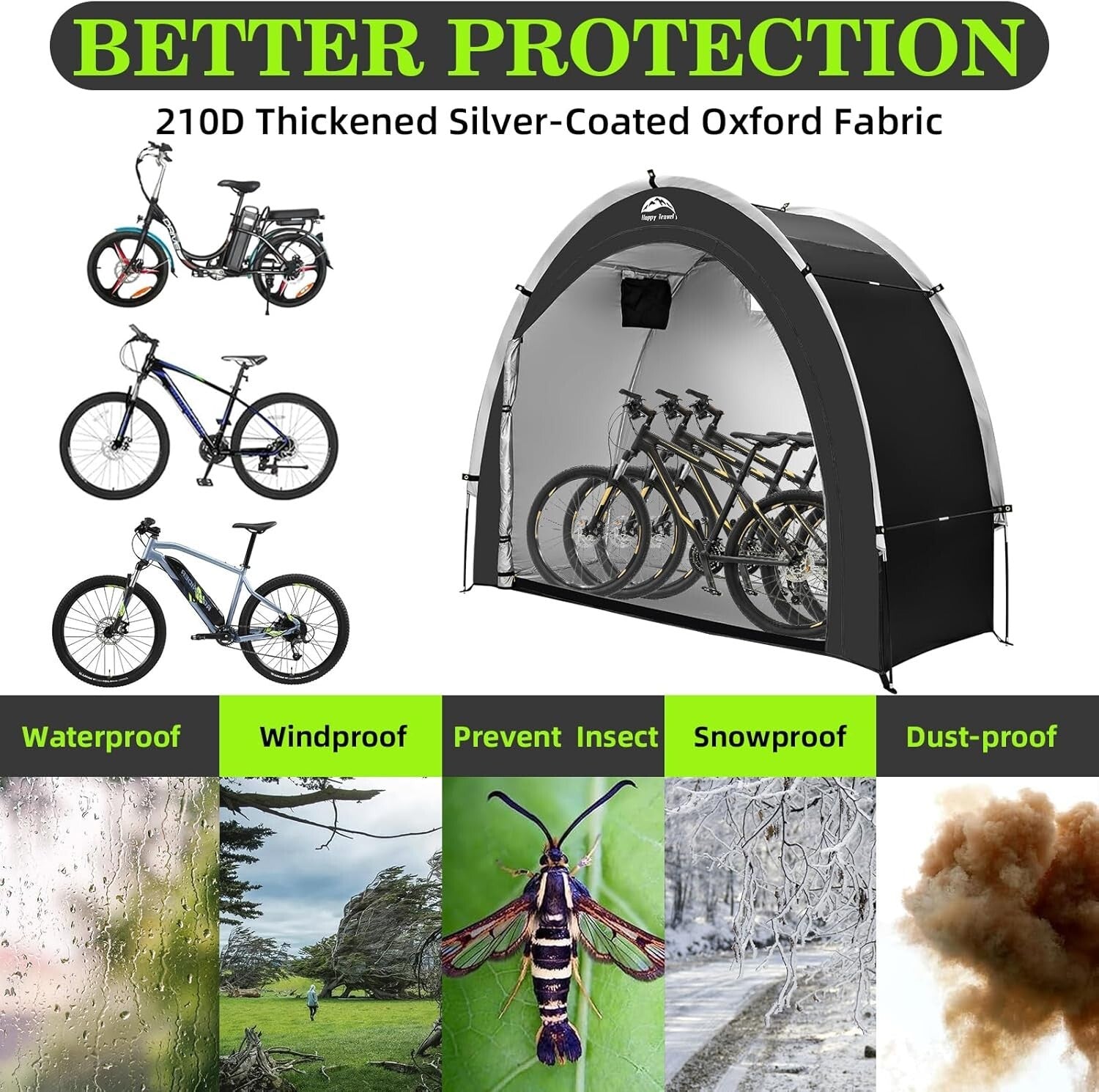 Heavy-Duty Outdoor Bicycle Storage Tent with UV Protection - Fits Multiple Bikes