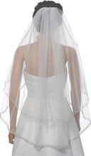 Load image into Gallery viewer, Luxurious 2T Dual Edge Embroidered Veil with Silver Thread Trim - Bridal Beauty