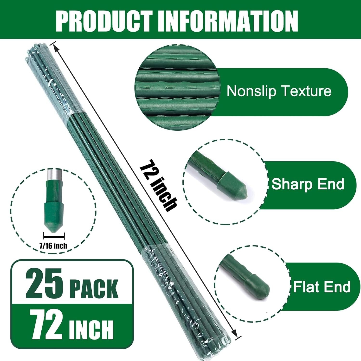 Rustproof 6ft Plastic Coated Steel Plant Stakes for Strong Garden Support