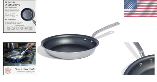 ProCoat 10" Non-Stick Frying Pan - 5-Ply Stainless Steel - Induction Compatible