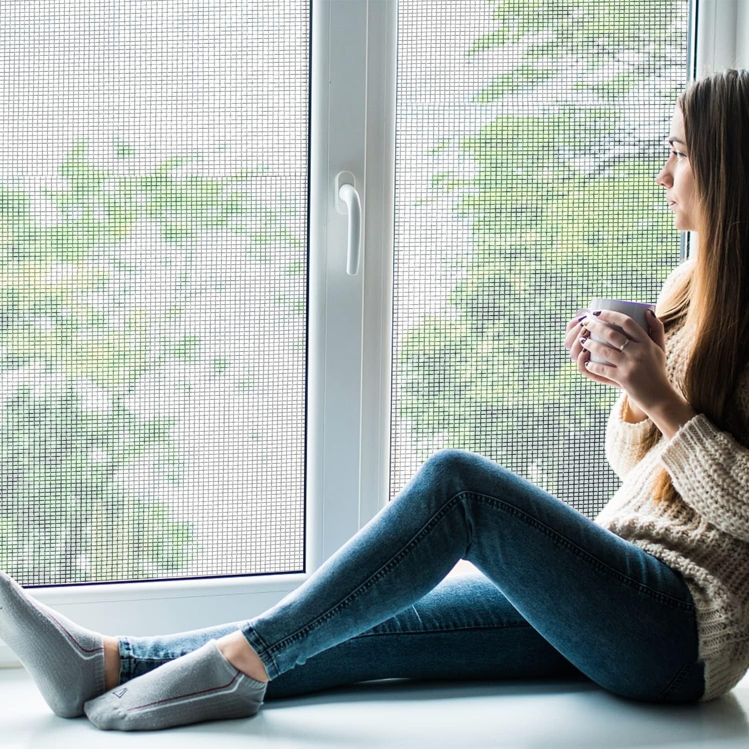 Heavy-Duty 48" x 100ft Fiberglass Window Screen Mesh Roll - Easy to Install