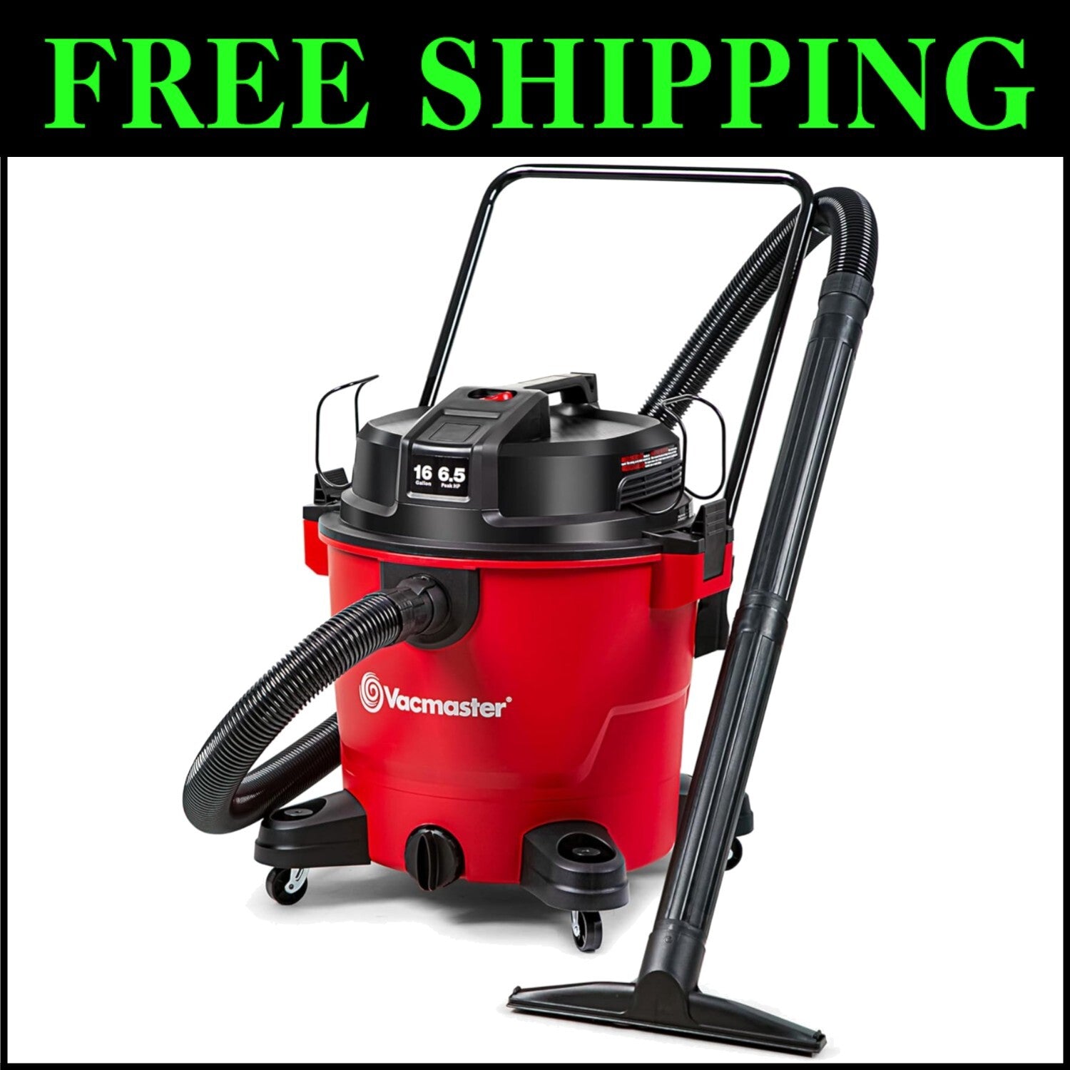 Red 16-Gallon Wet/Dry Vacuum with 145 CFM Power - Perfect Indoor/Outdoor Cleaner