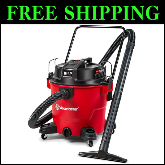 Red 16-Gallon Wet/Dry Vacuum with 145 CFM Power - Perfect Indoor/Outdoor Cleaner