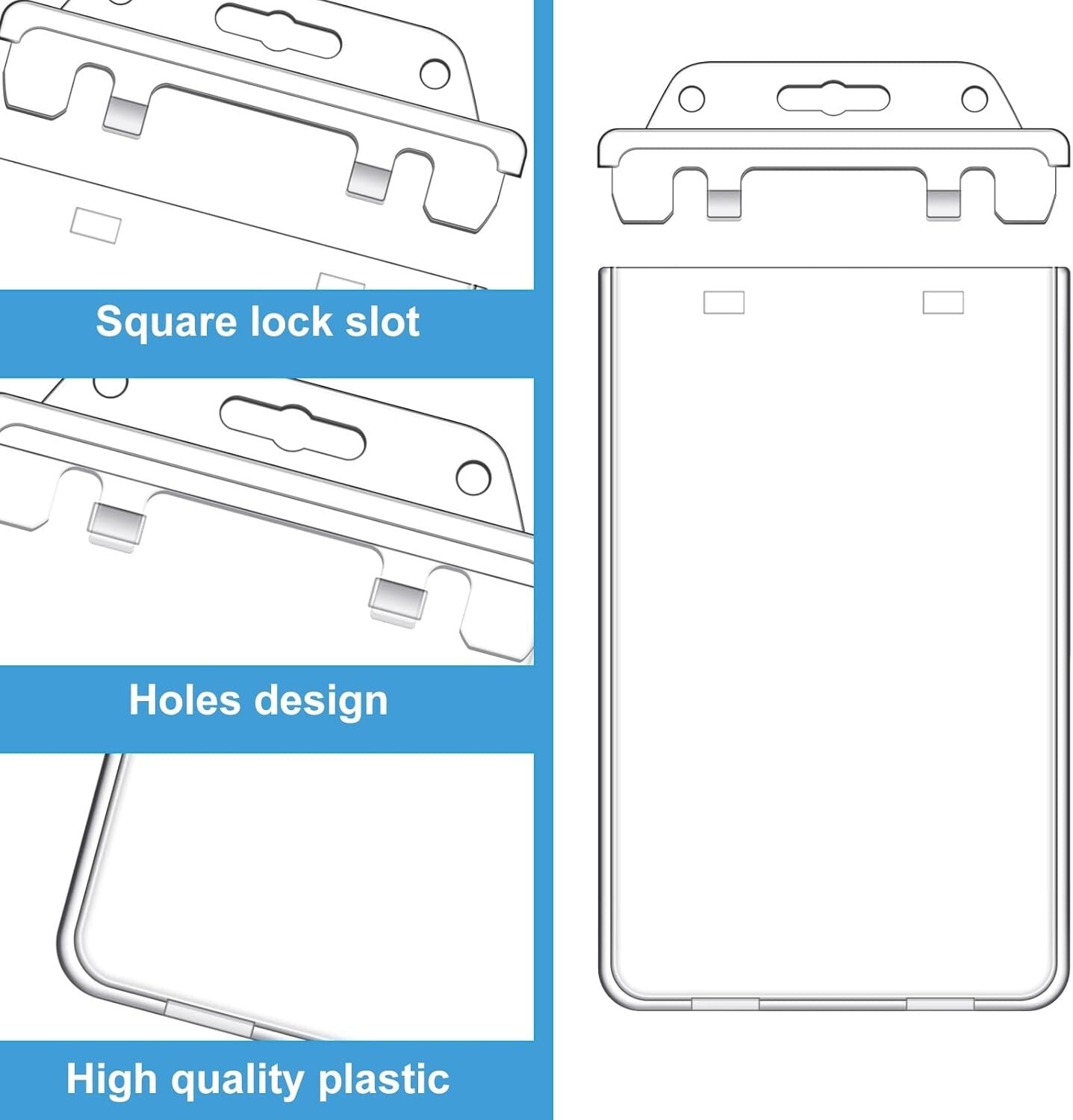 100 Pack Heavy Duty Clear ID Badge Holders with Permanent Locking - 2.4 x 4.2 in