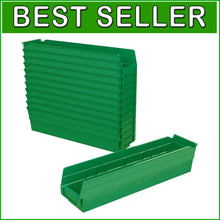 Load image into Gallery viewer, Durable 12-Pack Green Plastic Shelf Bins – Perfect for Closet and Drawer Storage