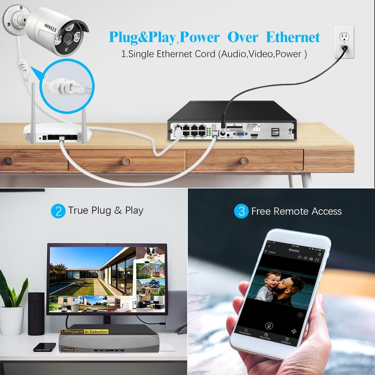 5MP 2.7K Outdoor Security Camera with Night Vision - AI Detection & 4TB Storage