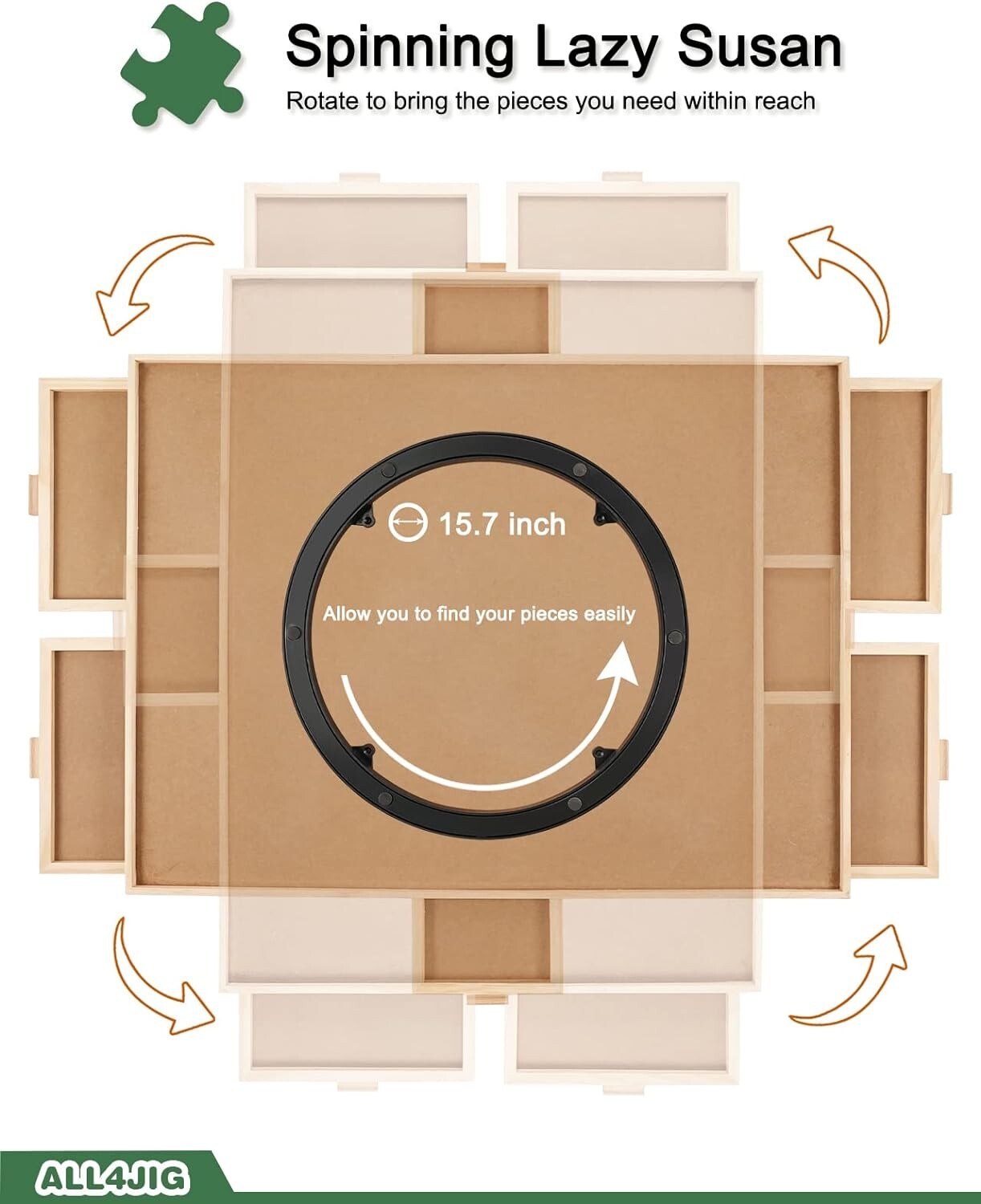 1500-Piece Rotating Puzzle Board with 6 Drawers & Cover - Gift for Puzzle Lovers