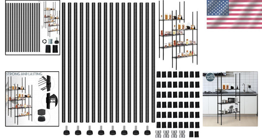 Durable 74 Inch Chrome Shelving Poles with 100 Clips for Versatile Storage