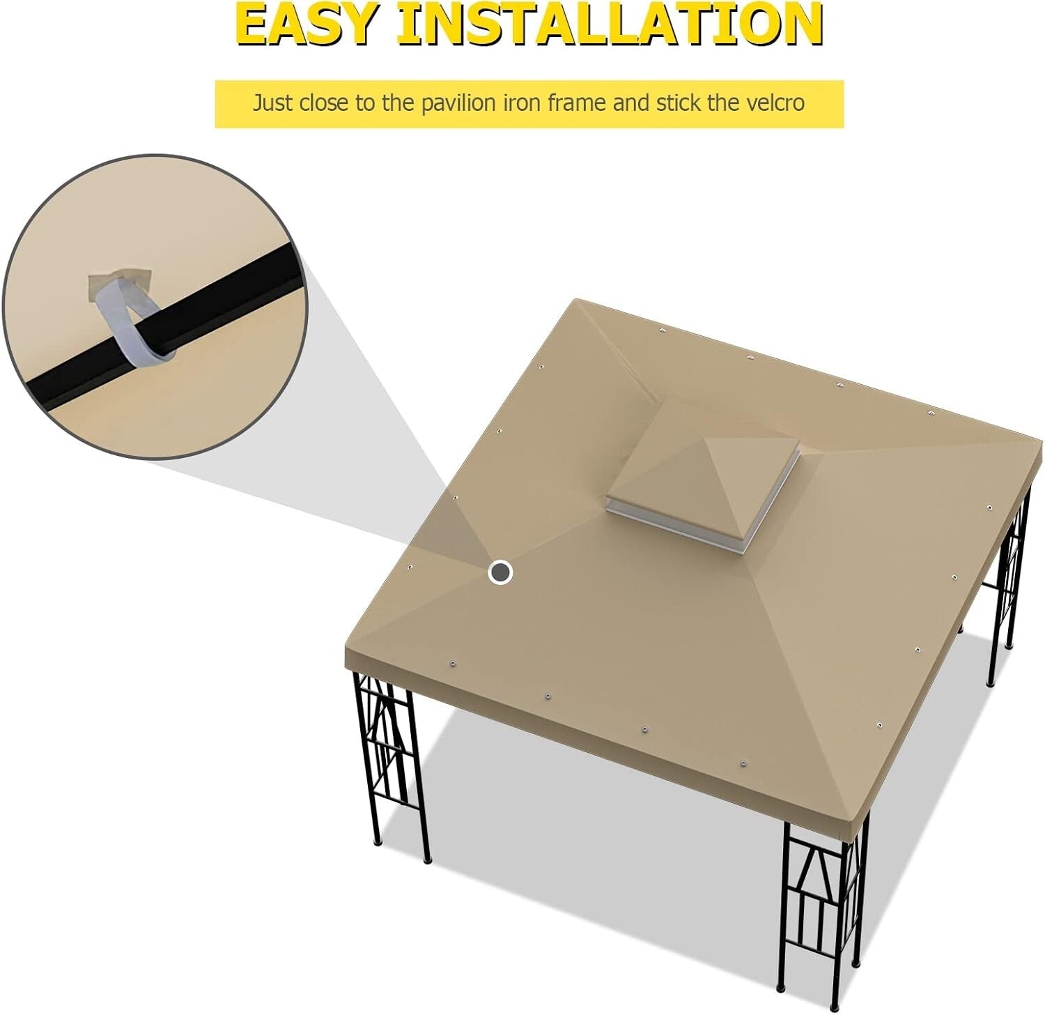 Elegant Khaki 10'x10' Canopy Replacement for Garden Gazebos - Easy Install