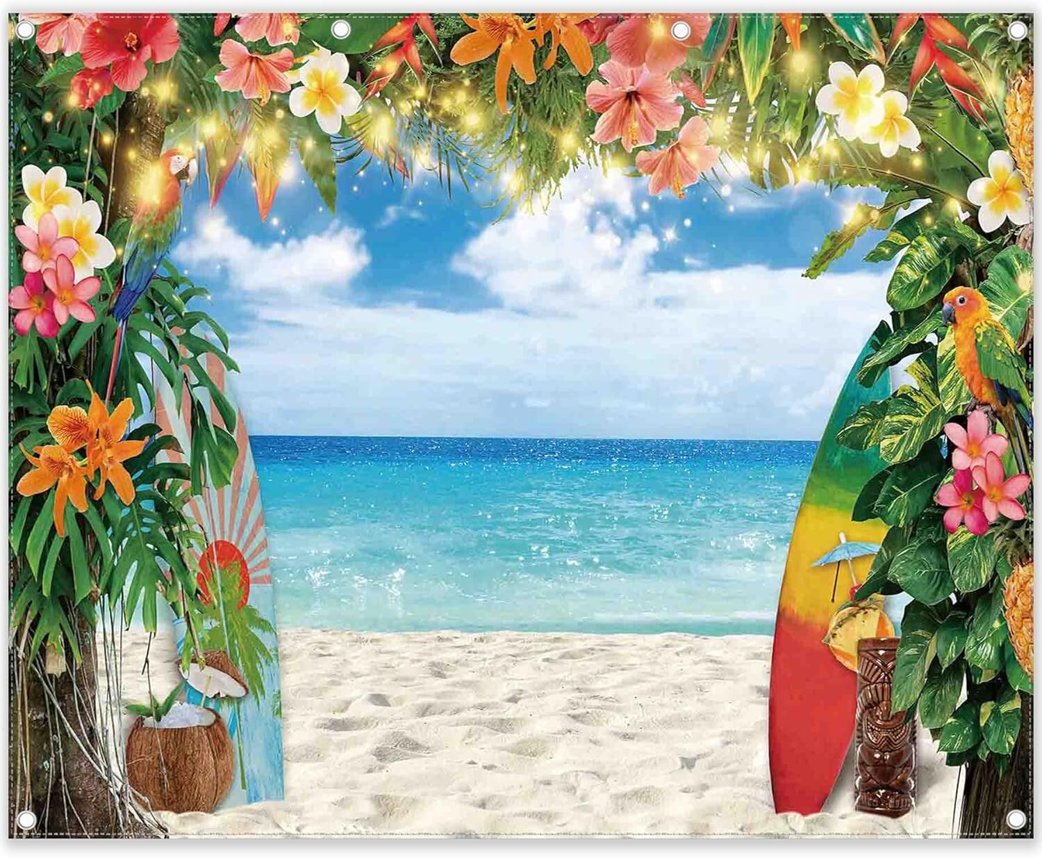 Soft 10x8ft Polyester Hawaiian Backdrop - Perfect for Weddings & Graduations