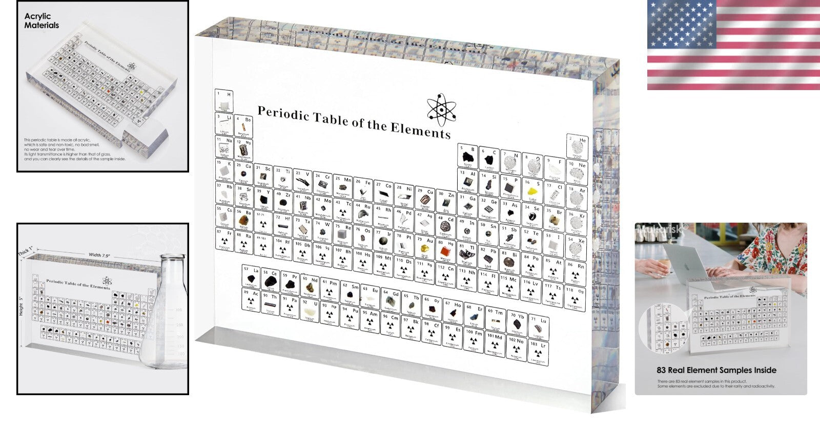 Large Acrylic Periodic Table with Real Elements - Unique Gift for Science Lovers