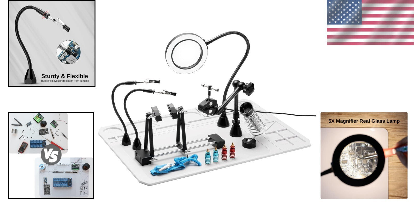 5X LED Magnifying Lamp with Silicone Soldering Mat - Ultimate Repair Station