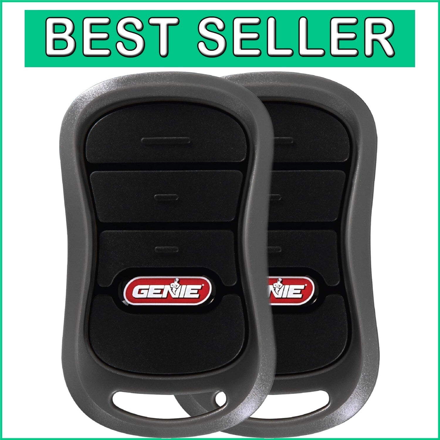 2-Pack Ergonomic 3-Button Garage Door Opener Remotes - Intellicode Compatible