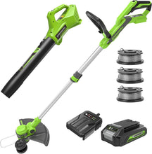 Load image into Gallery viewer, All-in-One 24V Lawn Care Combo: 12” String Trimmer and Blower with Accessories