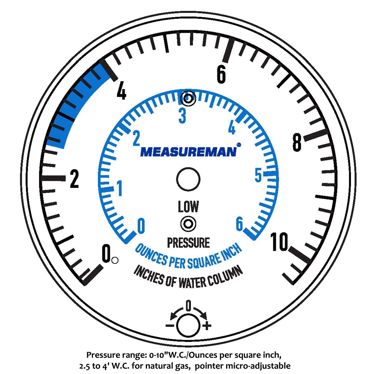 0-10" W.C. Manifold Pressure Test Kit with 40" Rubber Hose - Easy to Use & Store