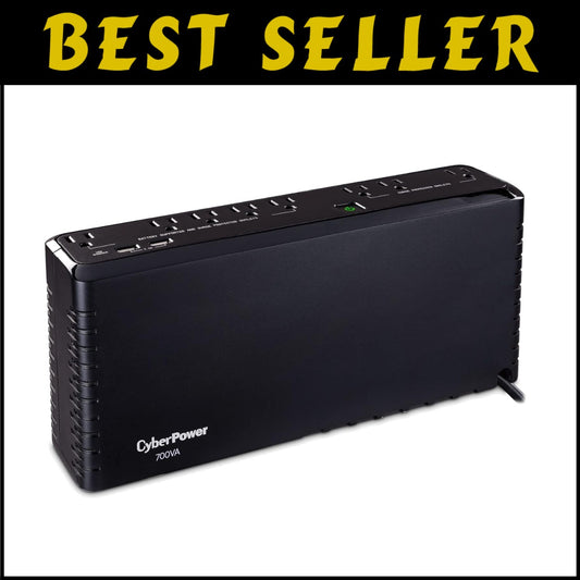 Compact 700VA UPS with Surge Protection & USB Charging - Black Power Supply