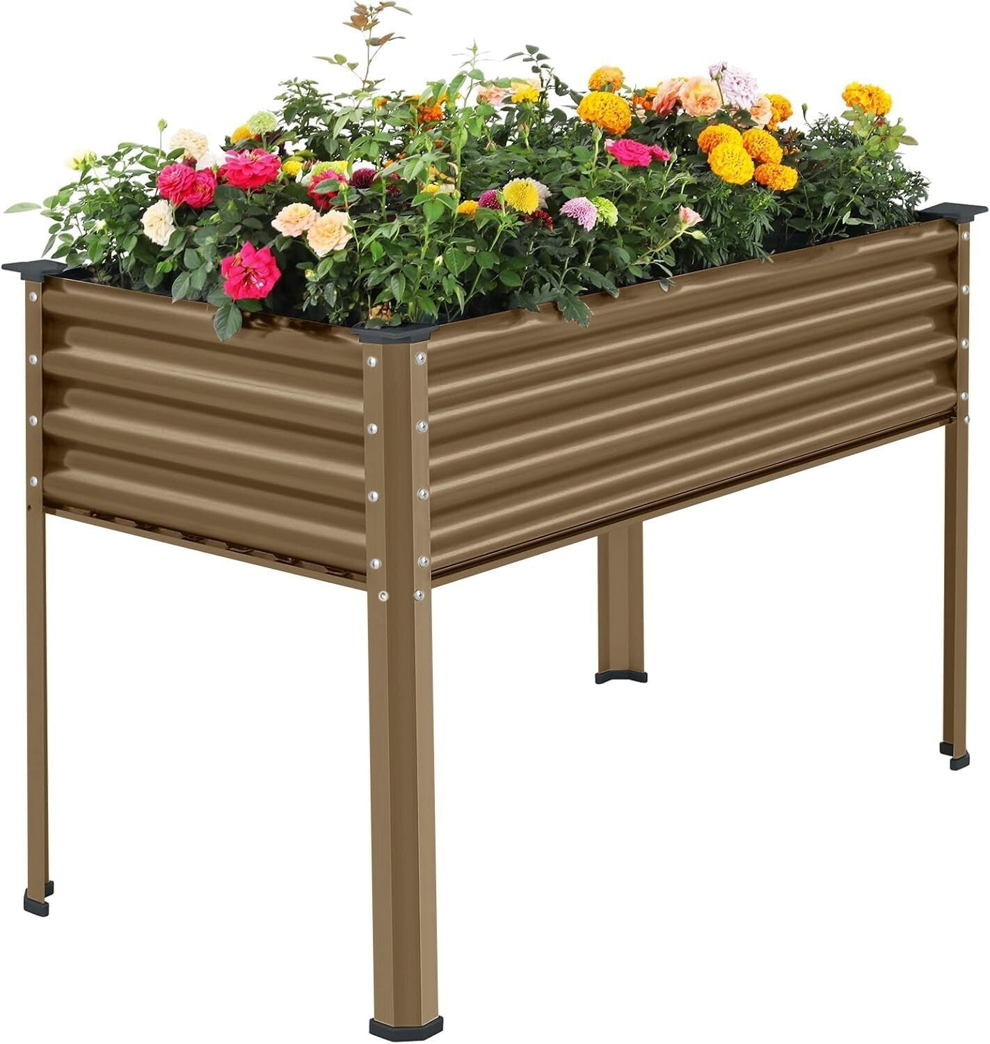 Spacious Galvanized Oval Garden Bed with Legs - Perfect for Vegetables & Flowers