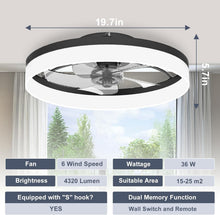 Load image into Gallery viewer, Smart Low Profile Ceiling Fan Light with Remote &amp; Dual Memory - Black Elegance