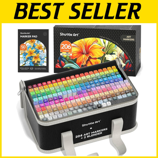 Vibrant 205 Colors Dual Tip Markers with Blender & Marker Pad for Artistry